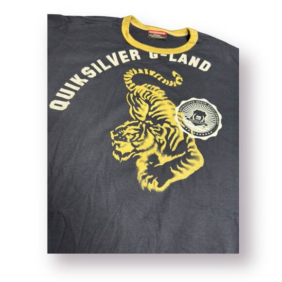 Quiksilver Tiger Graphic T-Shirt Size Large Blue‎ Shirt Retro 100% Cotton Skater - Picture 2 of 4